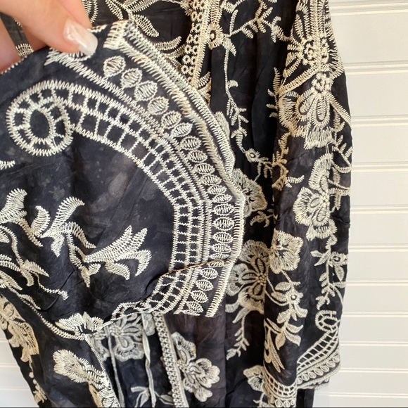 Bohemian tie dye embroidery kimono black - Picture 5 of 8